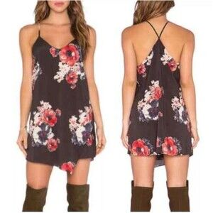 Intimately Free People Cascade Mini Slip Dress Blue Floral Print Romantic Large
